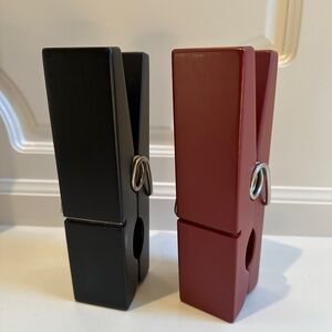 Set of 2 8" Pop Art Giant Oversized Wooden Clothespins Note Holders Desk Decor